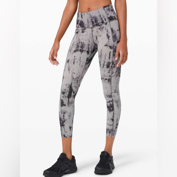 lululemon athletica Pants - Lululemon Fast and Free Tight 25” Game Day Dark Chrome Black Multi
